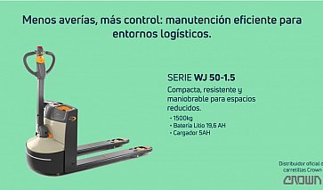CROWN PRESENTA SU NUEVA TRANSPALETA ELÉCTRICA WJ 50: COMPACTA, RESISTENTE Y EFICIENTE