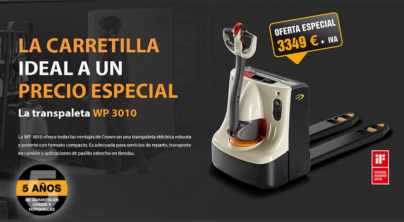 OFERTA EN TRANSPALETA CROWN WP 3010, LA CARRETILLA IDEAL POR TAN SÓLO 3.349€